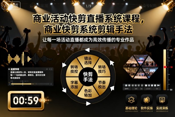 商业活动快剪直播系统课程，商业快剪系统剪辑手法网创项目-知识付费-在线课程-自媒体创业-网络副业-优利资源优利资源网