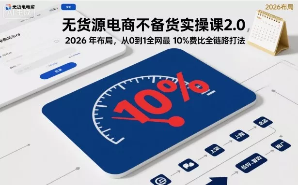 无货源电商不备货实操课2.0,2026年布局,从0到1全网最低10%费比全链路打法【更新26年5月19日】 无货源电商不备货实操课2.0,2026年布局,从0到1全网最低10%费比全链路打法【更新26年5月19日】