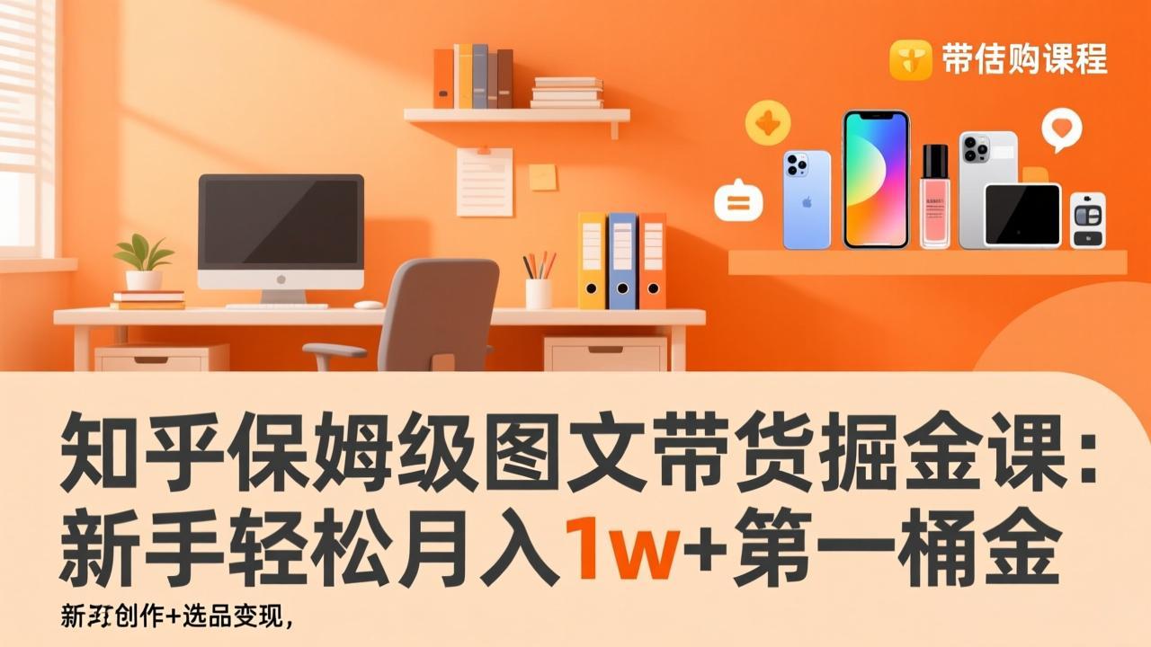 知乎保姆级图文带货掘金课：账号打造+爆文创作+选品变现，新手轻松月入1w+第一桶金网创项目-知识付费-在线课程-自媒体创业-网络副业-优利资源优利资源网
