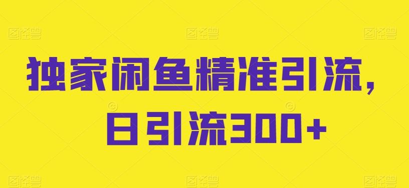 独家闲鱼精准引流，日引流300+【揭秘】网创项目-知识付费-在线课程-自媒体创业-网络副业-优利资源优利资源网