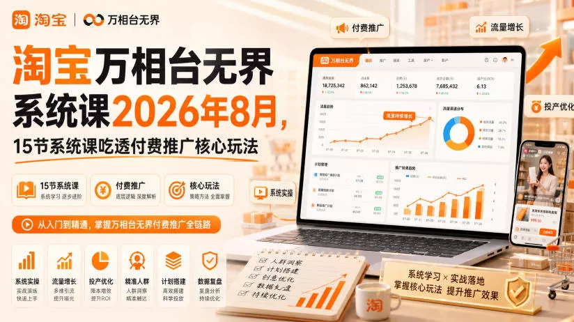 淘宝万相台无界系统课2026年8月，15节系统课吃透付费推广核心玩法网创项目-知识付费-在线课程-自媒体创业-网络副业-优利资源优利资源网