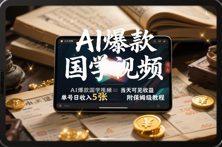 AI爆款国学视频，独家起号方法，小白直接上手，当天可见收益，单号日收入5张+附保姆级教程网创项目-知识付费-在线课程-自媒体创业-网络副业-优利资源优利资源网