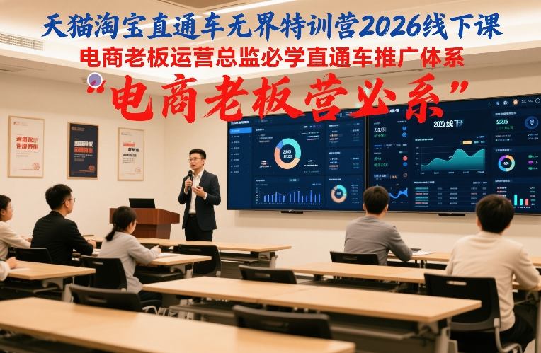 天猫淘宝直通车无界特训营2026线下课，电商老板运营总监必学直通车推广体系网创项目-知识付费-在线课程-自媒体创业-网络副业-优利资源优利资源网