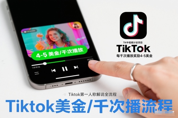 TK中视频计划项目，Tiktok第一人称解说流程，每干次播放奖励4-5美金网创项目-知识付费-在线课程-自媒体创业-网络副业-优利资源优利资源网