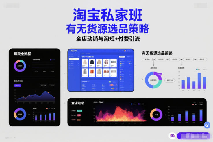 淘宝私家班，有无货源选品策略，高成功率爆款全流程打法，全店动销与淘短+付费引流(更新)网创项目-知识付费-在线课程-自媒体创业-网络副业-优利资源优利资源网