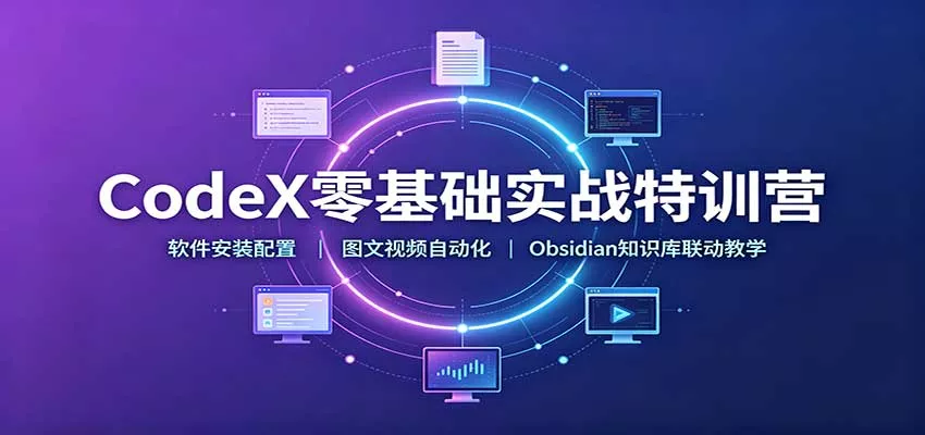 CodeX零基础实战特训营：软件安装配置，图文视频自动化，Obsidian知识库联动教学网创项目-知识付费-在线课程-自媒体创业-网络副业-优利资源优利资源网