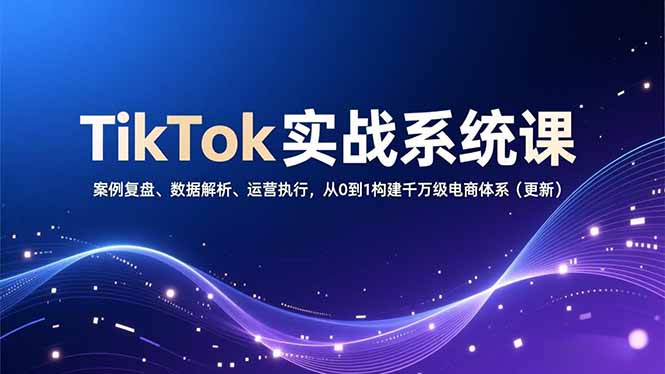 TikTok实战系统课，案例复盘、数据解析、运营执行，从0到1构建千万级电商体系(更新网创项目-知识付费-在线课程-自媒体创业-网络副业-优利资源优利资源网