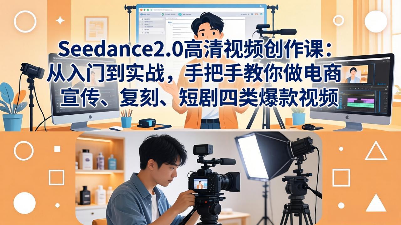Seedance2.0高清视频创作课：从入门到实战，手把手教你做电商、宣传、复刻、短剧四类爆款视频网创项目-知识付费-在线课程-自媒体创业-网络副业-优利资源优利资源网