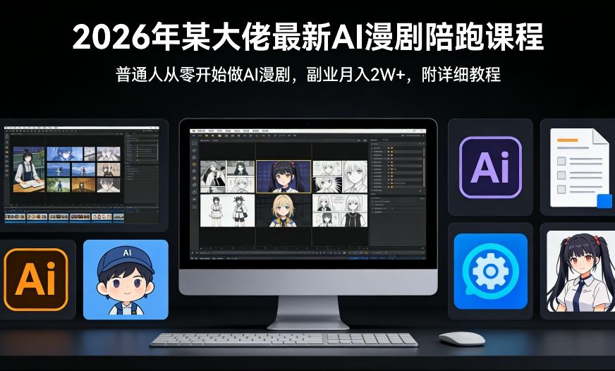 26年某大佬最新Ai漫剧陪跑课程，普通人从零开始做AI漫剧，副业月入2W+网创项目-知识付费-在线课程-自媒体创业-网络副业-优利资源优利资源网
