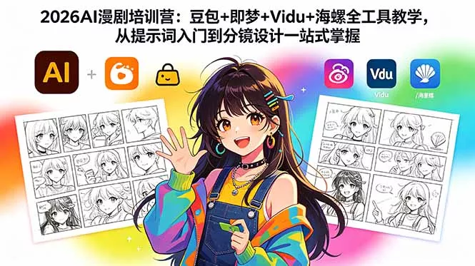 2026AI漫剧培训营：豆包+即梦+Vidu+海螺全工具教学，从提示词入门到分镜设计一站式掌握网创项目-知识付费-在线课程-自媒体创业-网络副业-优利资源优利资源网