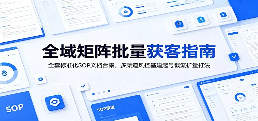 全域矩阵批量获客指南：全套标准化SOP文档合集，多渠道风控基建起号截流扩量打法网创项目-知识付费-在线课程-自媒体创业-网络副业-优利资源优利资源网