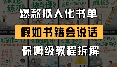 最新爆款拟人化书单玩法，假如书籍会说话，保姆级教程网创项目-知识付费-在线课程-自媒体创业-网络副业-优利资源优利资源网