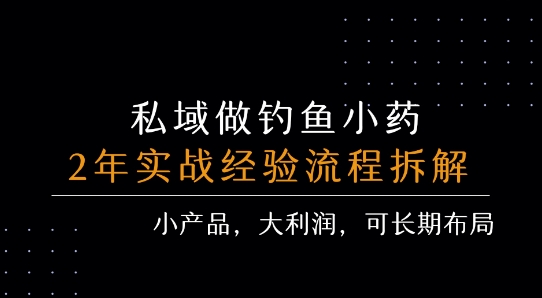 私域做钓鱼小药 每单利润3张+ 详细流程拆解网创项目-知识付费-在线课程-自媒体创业-网络副业-优利资源优利资源网