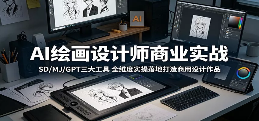 AI绘画设计师商业实战：SD/MJ/GPT三大工具，全维度实操落地打造商用设计作品网创项目-知识付费-在线课程-自媒体创业-网络副业-优利资源优利资源网
