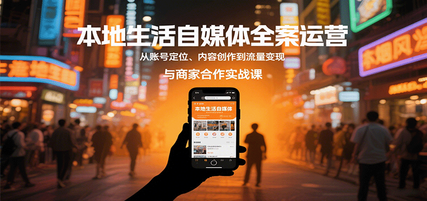 本地生活自媒体全案运营，从账号定位、内容创作到流量变现与商家合作实战课网创项目-知识付费-在线课程-自媒体创业-网络副业-优利资源优利资源网