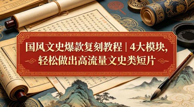 国风文史爆款复刻教程｜4大模块，轻松做出高流量文史类短片网创项目-知识付费-在线课程-自媒体创业-网络副业-优利资源优利资源网