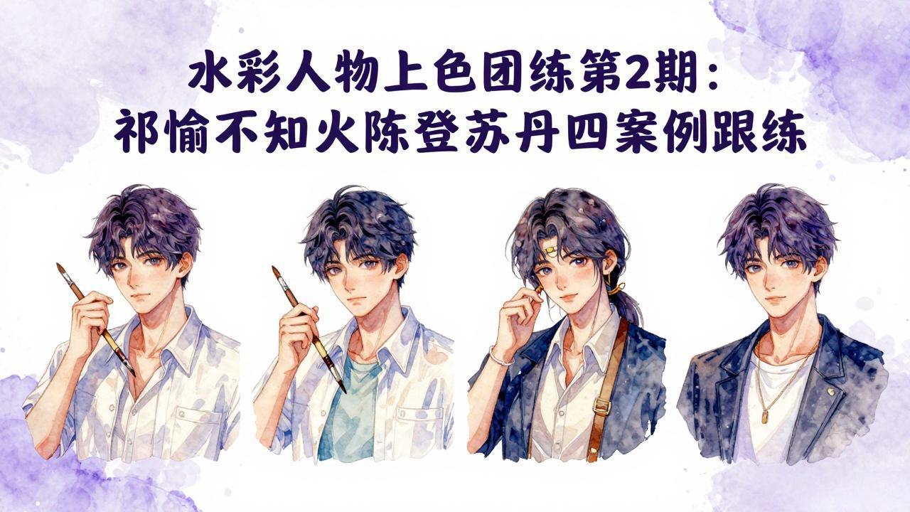 水彩人物上色团练第2期：祁煜不知火陈登苏丹四案例跟练，手把手提升绘画能力网创项目-知识付费-在线课程-自媒体创业-网络副业-优利资源优利资源网