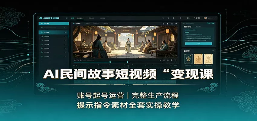 AI民间故事短视频变现课：账号起号运营，完整生产流程，提示指令素材全套实操教学网创项目-知识付费-在线课程-自媒体创业-网络副业-优利资源优利资源网