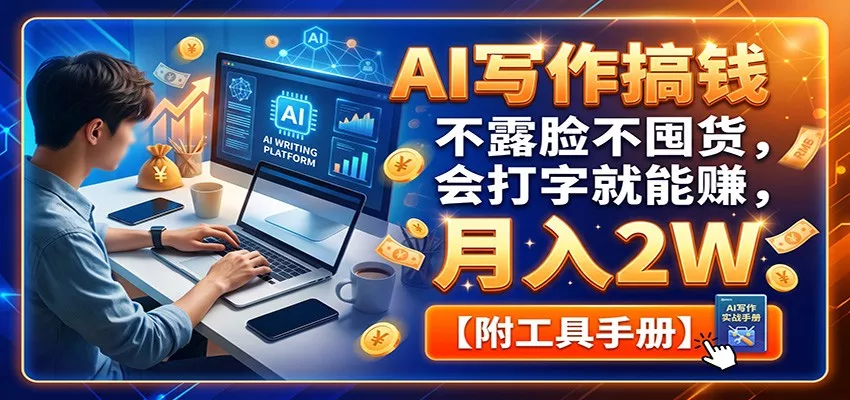 AI写作搞钱:不露脸不囤货,会打字就能赚,月入2W【附工具手册】 AI写作搞钱:不露脸不囤货,会打字就能赚,月入2W【附工具手册】