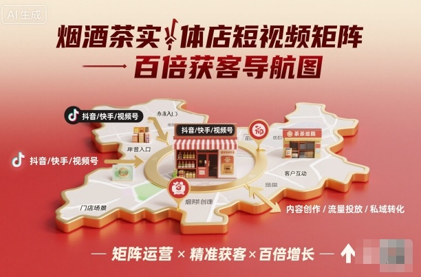 烟酒茶实体店短视频矩阵百倍获客导航图网创项目-知识付费-在线课程-自媒体创业-网络副业-优利资源优利资源网