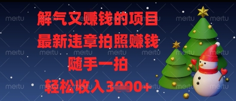 解气又挣钱的项目，最新违章拍照挣钱，随手一拍，轻松收入多张【揭秘】网创项目-知识付费-在线课程-自媒体创业-网络副业-优利资源优利资源网