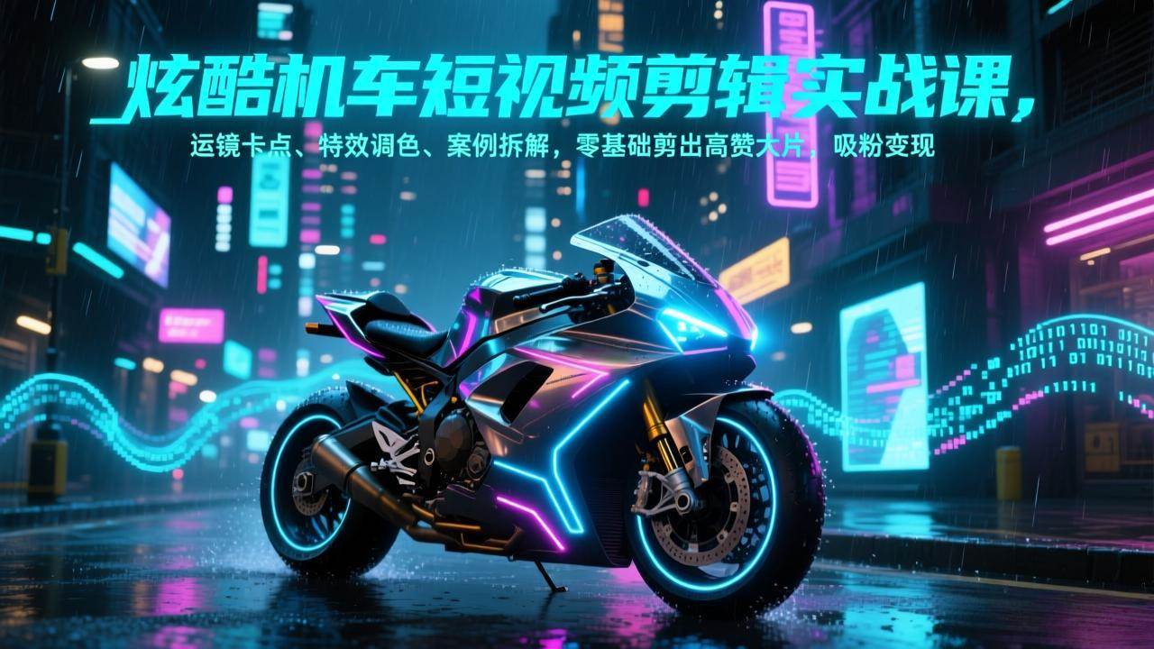 （17304期）炫酷机车短视频剪辑实战课，运镜卡点、特效调色、案例拆解，零基础剪出高赞大片，吸粉变现网创项目-知识付费-在线课程-自媒体创业-网络副业-优利资源优利资源网