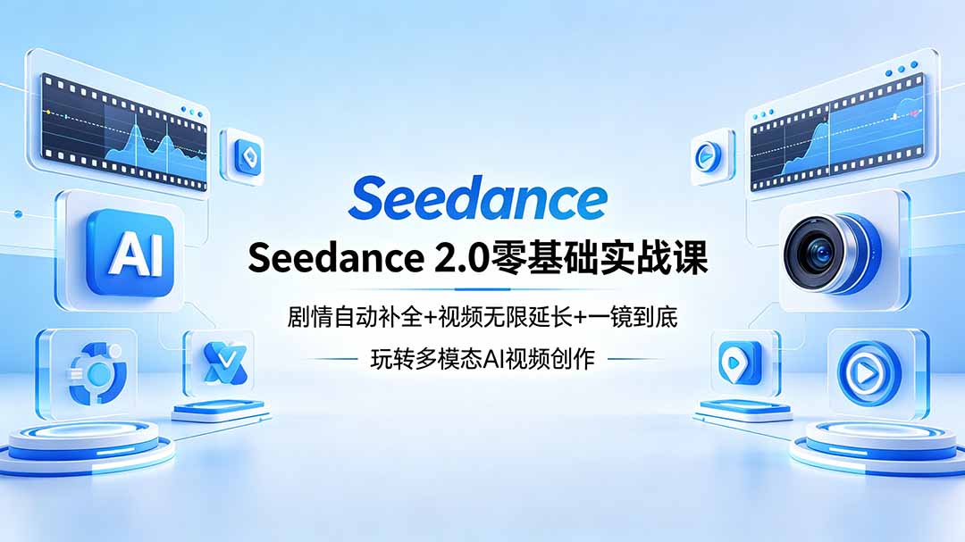 Seedance 2.0零基础实战课：剧情自动补全+视频无限延长+一镜到底：玩转多模态AI视频创作网创项目-知识付费-在线课程-自媒体创业-网络副业-优利资源优利资源网