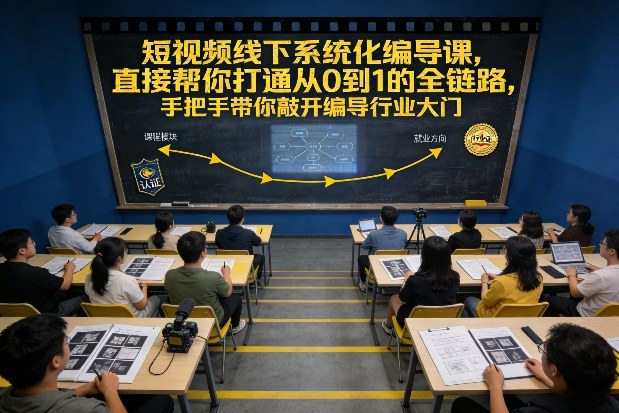 短视频线下系统化编导课，直接帮你打通从0到1的全链路，手把手带你敲开编导行业大门网创项目-知识付费-在线课程-自媒体创业-网络副业-优利资源优利资源网
