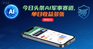 今日头条AI军事赛道，单日收益多张 ，手机可做【附指令】网创项目-知识付费-在线课程-自媒体创业-网络副业-优利资源优利资源网