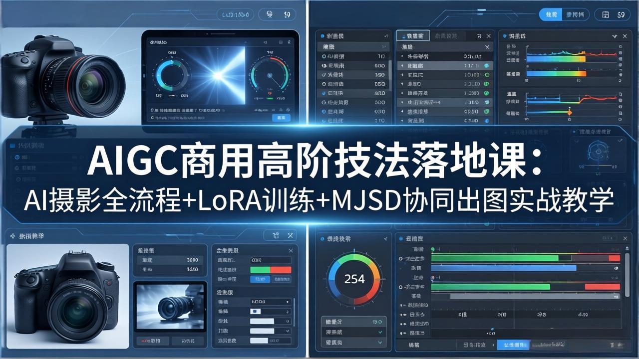 AIGC商用高阶技法落地课：AI摄影全流程+LoRA训练+MJSD协同出图实战教学网创项目-知识付费-在线课程-自媒体创业-网络副业-优利资源优利资源网