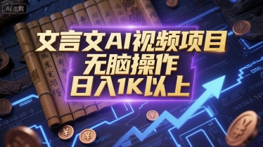 文言文AI视频项目，无脑操作，日入1K以上网创项目-知识付费-在线课程-自媒体创业-网络副业-优利资源优利资源网