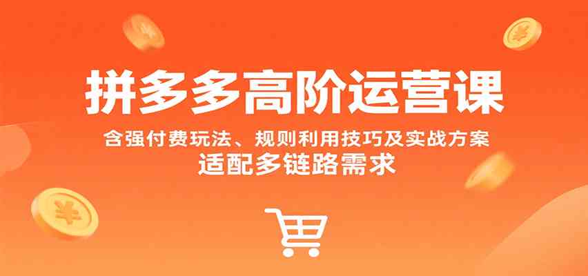 拼多多高阶运营课，含强付费玩法、规则利用技巧及实战方案，适配多链路需求网创项目-知识付费-在线课程-自媒体创业-网络副业-优利资源优利资源网