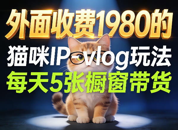 宠物赛道猫咪IP-vlog玩法，26条视频涨粉29W，每天5张橱窗带货拆解网创项目-知识付费-在线课程-自媒体创业-网络副业-优利资源优利资源网