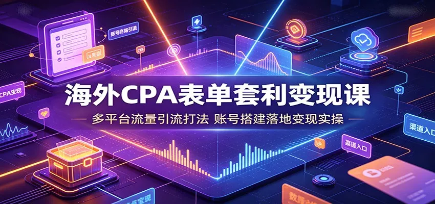 海外CPA表单套利变现课：多平台流量引流打法，账号搭建落地变现实操网创项目-知识付费-在线课程-自媒体创业-网络副业-优利资源优利资源网