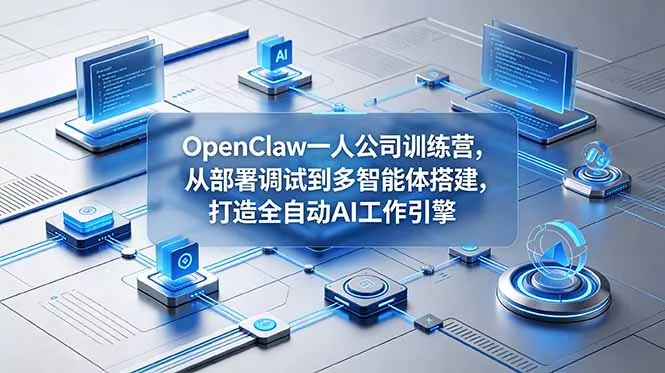 OpenClaw 一人公司训练营，从部署调试到多智能体搭建，打造全自动 AI 工作引擎网创项目-知识付费-在线课程-自媒体创业-网络副业-优利资源优利资源网