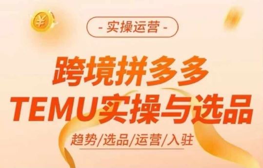 跨境拼多多TEMU实操与选品，多多temu跨境选品运营实操网创项目-知识付费-在线课程-自媒体创业-网络副业-优利资源优利资源网