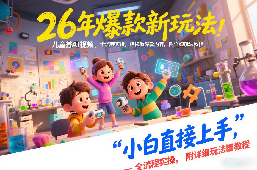 26年爆款新玩法，儿童科普AI视频，全流程实操，轻松做爆款内容，小白直接上手，附详细玩法教程网创项目-知识付费-在线课程-自媒体创业-网络副业-优利资源优利资源网