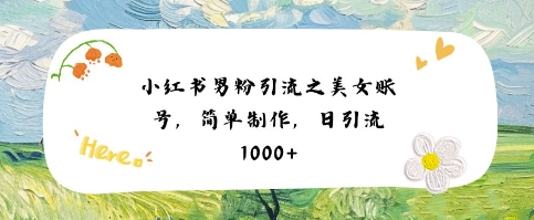 小红书男粉引流项目之美女账号6，简单制作，条条爆款原创，不违规网创项目-知识付费-在线课程-自媒体创业-网络副业-优利资源优利资源网