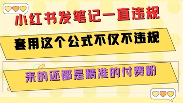 小红书发笔记一直违规，套用这个公式不仅不违规，来的还都是精准的付费粉网创项目-知识付费-在线课程-自媒体创业-网络副业-优利资源优利资源网