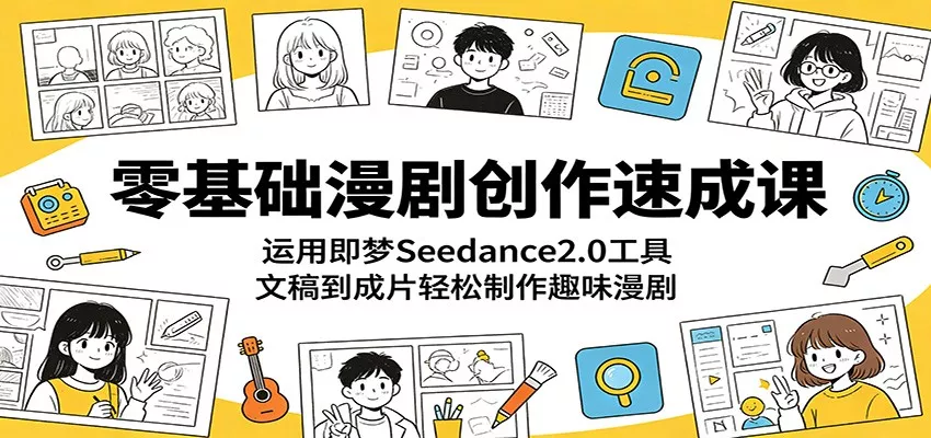 零基础漫剧创作速成课：运用即梦Seedance2.0工具，文稿到成片轻松制作趣味漫剧网创项目-知识付费-在线课程-自媒体创业-网络副业-优利资源优利资源网