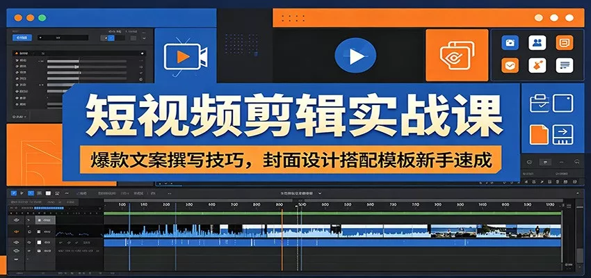 短视频剪辑实战课：爆款文案撰写技巧，封面设计搭配模板新手速成网创项目-知识付费-在线课程-自媒体创业-网络副业-优利资源优利资源网