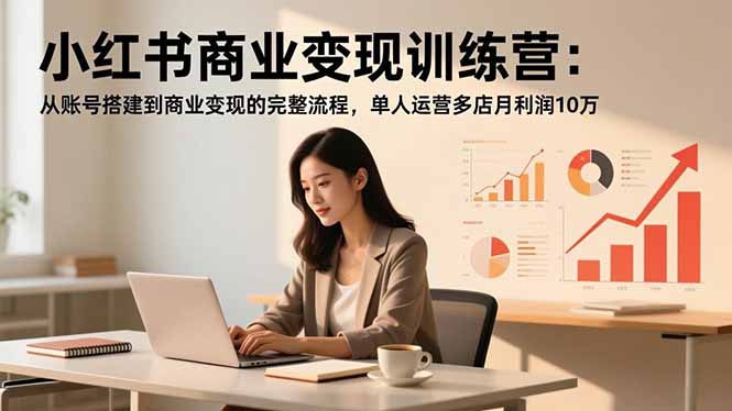 小红书商业变现训练营：从账号搭建到商业变现的完整流程，单人运营多店月利润10万网创项目-知识付费-在线课程-自媒体创业-网络副业-优利资源优利资源网