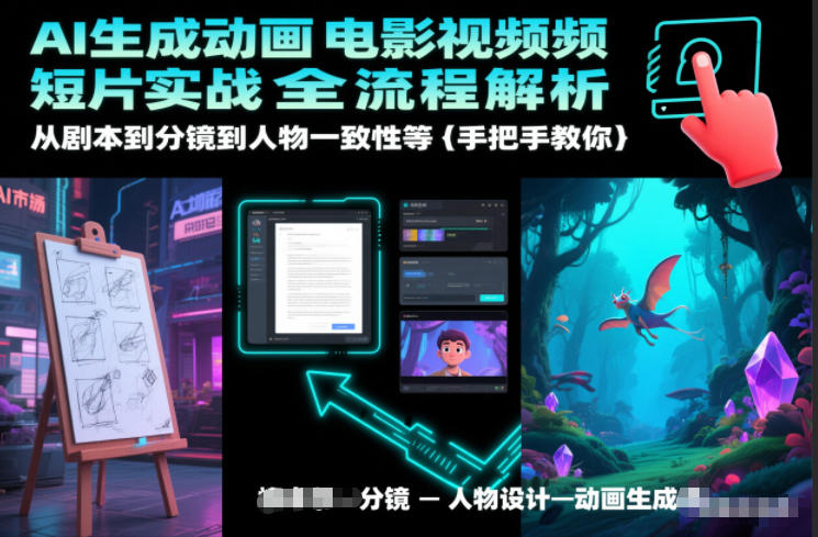 AI生成动画电影视频短片实战全流程解析，从剧本到分镜到人物一致性等手把手教你网创项目-知识付费-在线课程-自媒体创业-网络副业-优利资源优利资源网