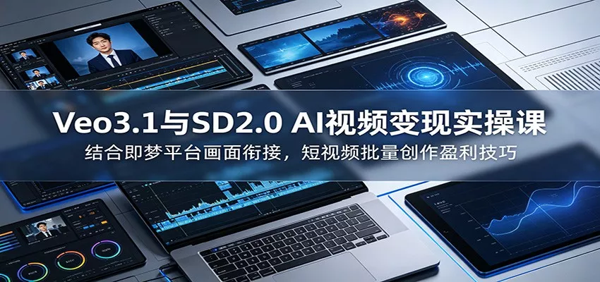 Veo3.1与SD2.0 AI视频变现实操课课：结合即梦平台画面衔接，短视频批量创作盈利技巧网创项目-知识付费-在线课程-自媒体创业-网络副业-优利资源优利资源网