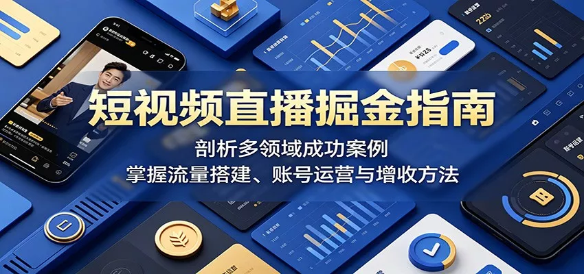 短视频直播掘金指南：剖析多领域成功案例，掌握流量搭建、账号运营与增收方法网创项目-知识付费-在线课程-自媒体创业-网络副业-优利资源优利资源网