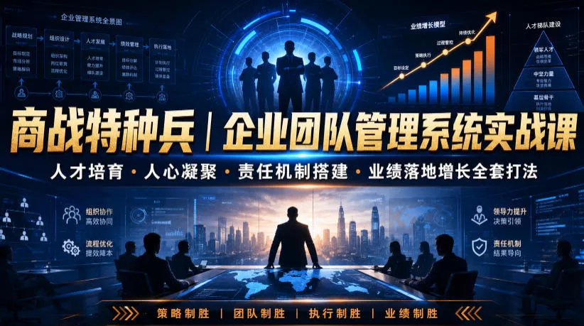 商战特种兵｜企业团队管理系统实战课人才培育・人心凝聚・责任机制搭建・业绩落地增长全套打法网创项目-知识付费-在线课程-自媒体创业-网络副业-优利资源优利资源网