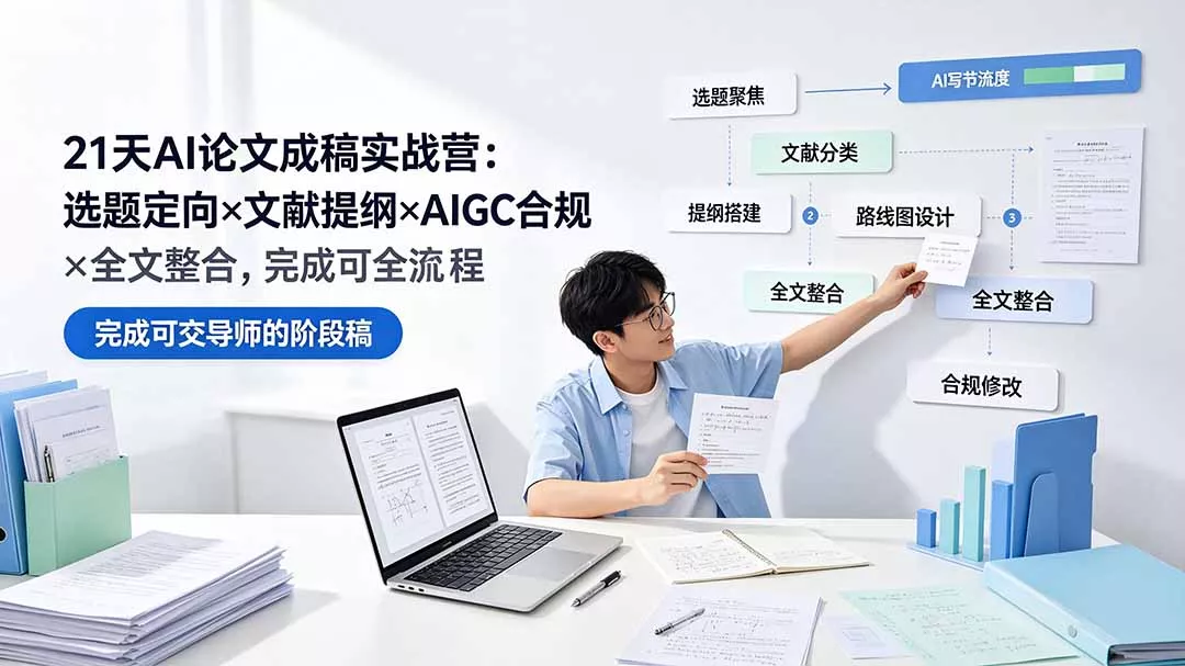 21天AI论文成稿实战营：选题定向×文献提纲×AIGC合规×全文整合，完成可交导师的阶段稿网创项目-知识付费-在线课程-自媒体创业-网络副业-优利资源优利资源网
