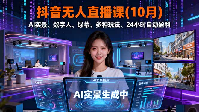 抖音无人直播课(10月网创项目-知识付费-在线课程-自媒体创业-网络副业-优利资源优利资源网