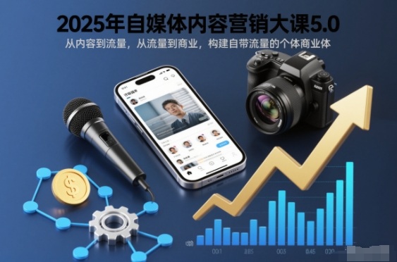 2025年自媒体内容营销大课5.0，从内容到流量，从流量到商业，构建自带流量的个体商业体网创项目-知识付费-在线课程-自媒体创业-网络副业-优利资源优利资源网