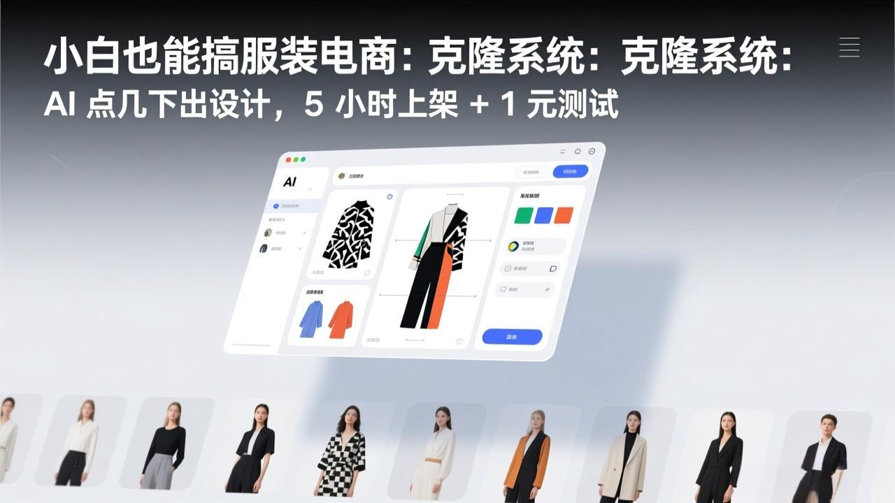 小白也能搞服装电商：克隆系统：AI 点几下出设计，5 小时上架 + 1 元测试网创项目-知识付费-在线课程-自媒体创业-网络副业-优利资源优利资源网
